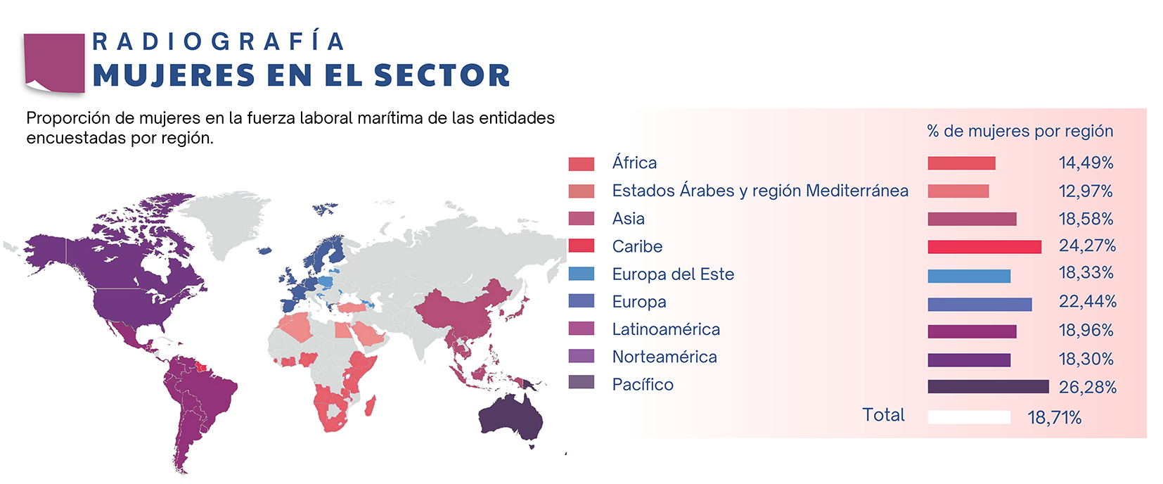 Infografía radiografía de mujeres en el sector marítimo pesquero