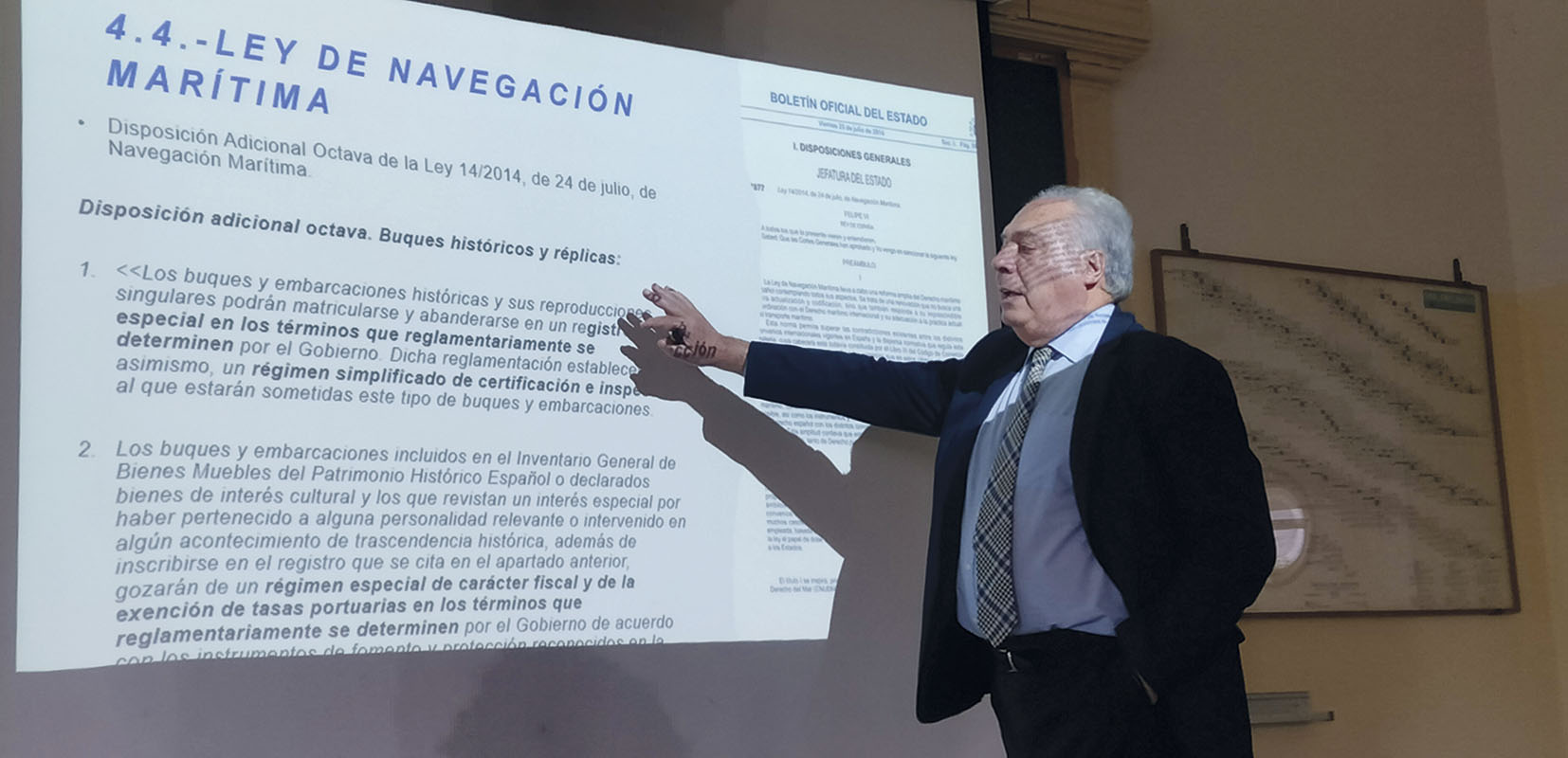 Jaime Rodrigo de Larrucea, ingeniero naval, en su ponencia sobre “La protección del patrimonio marítimo flotante español”.