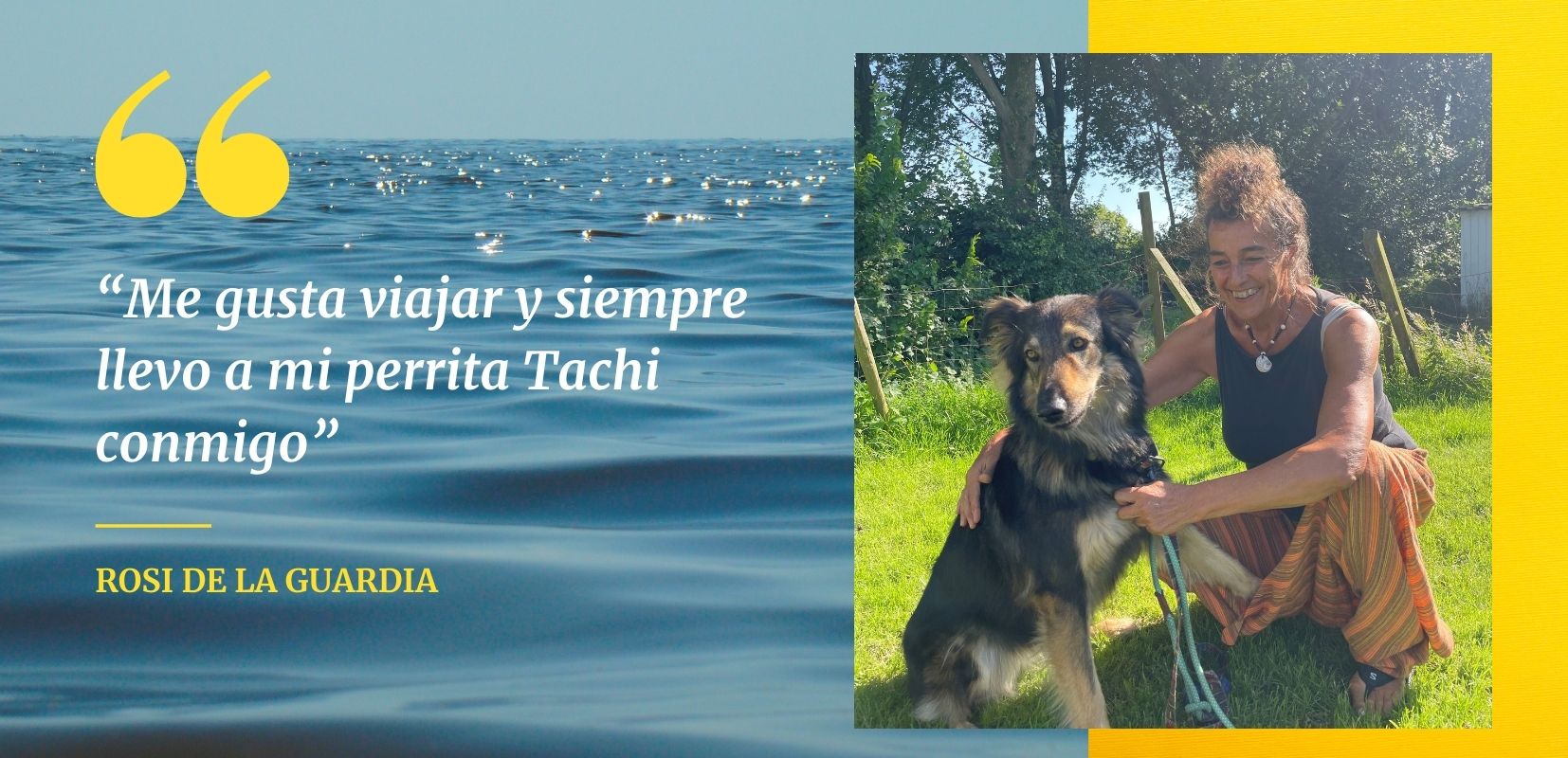 Rosi de la Guardia con su perrita Tachi. 