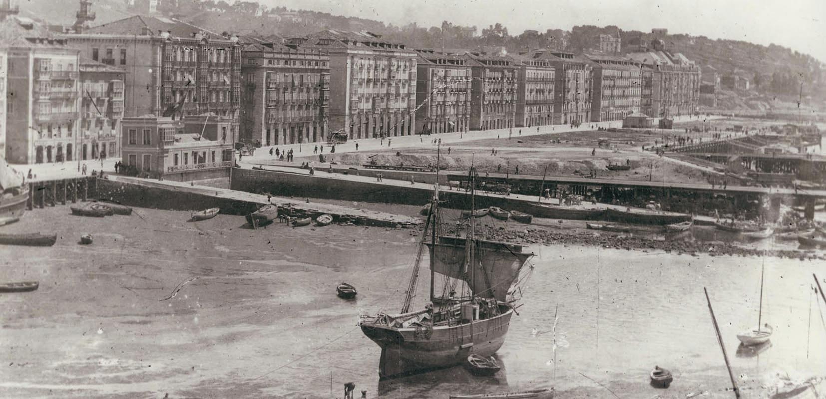  vista del antiguo puerto de Santander de 1880 a 1890