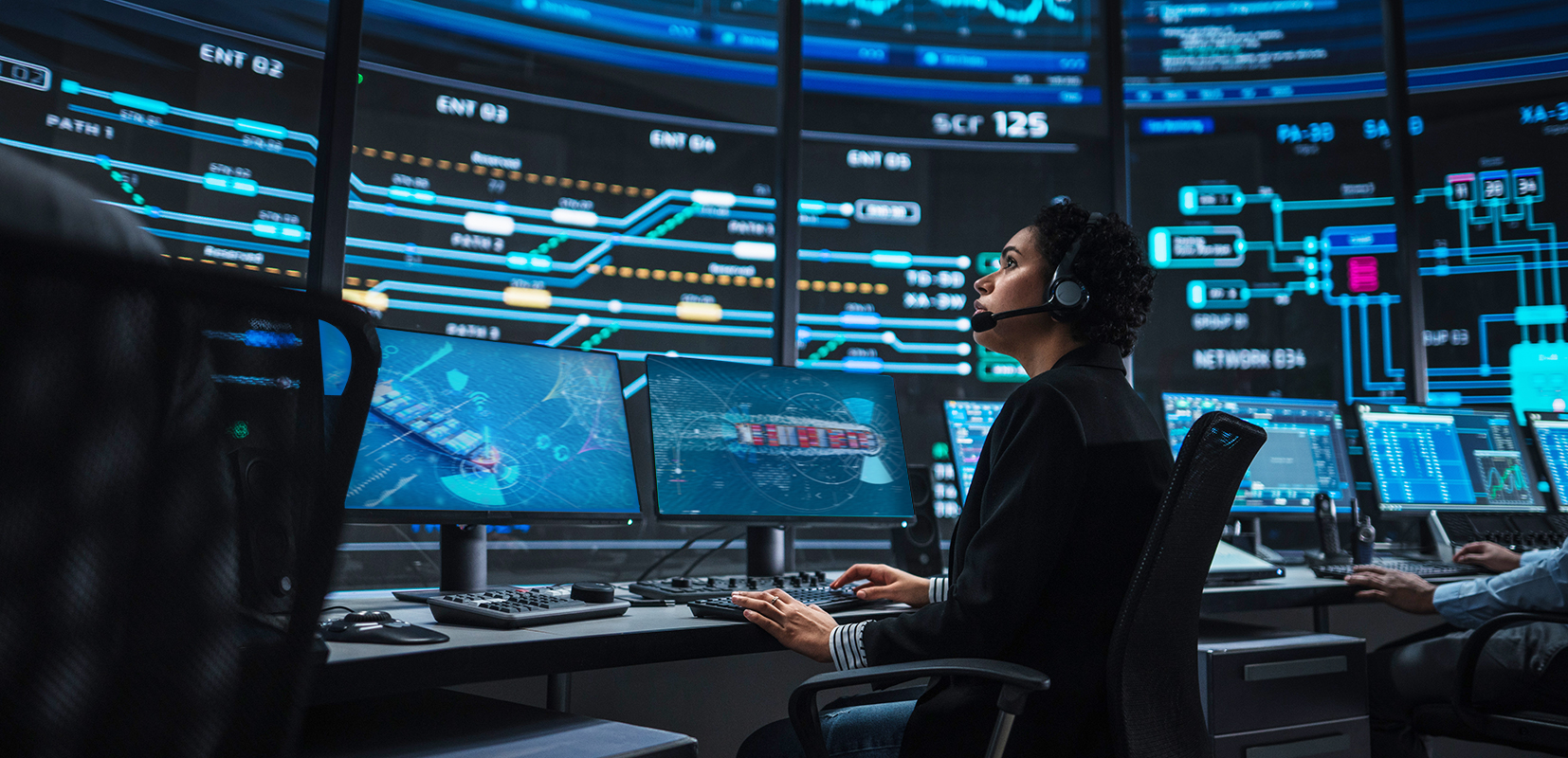 buques autónomos centro de control montaje fotográfico