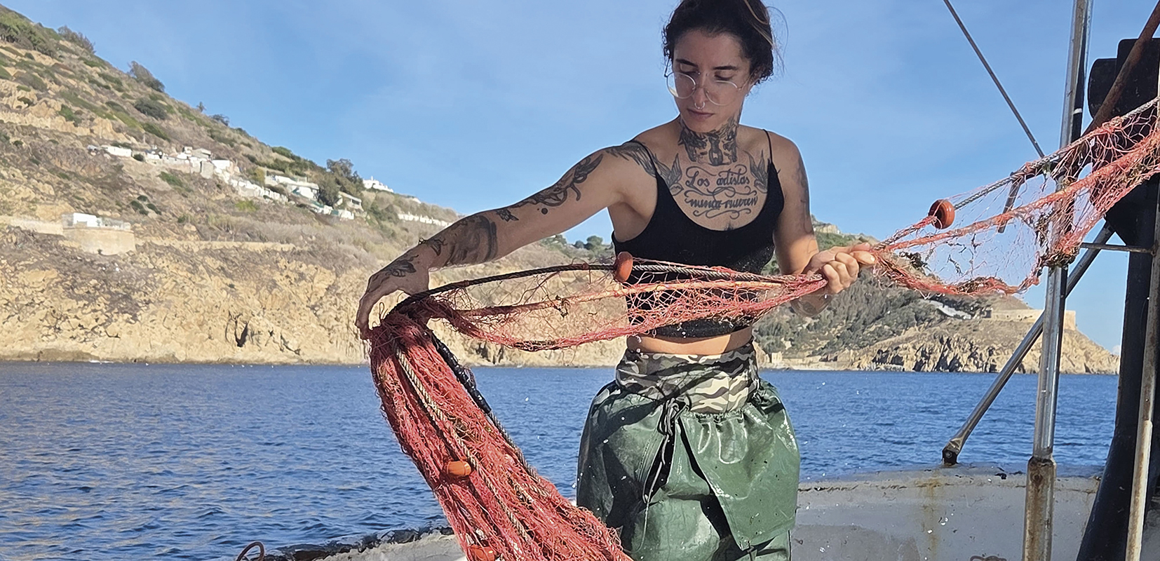 Pescador curtido primer plano