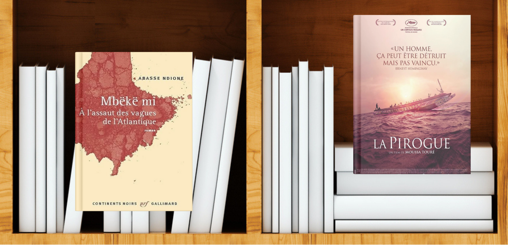 Listado vertical: Libro Mbeke mi y película La Piragua