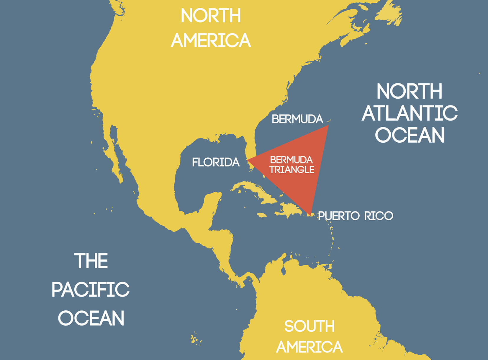 Mapa con la localización del Triángulo de las Bermudas