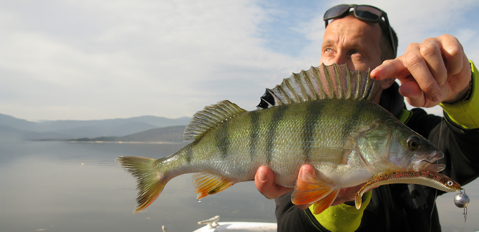 pescador con un pez en la mano