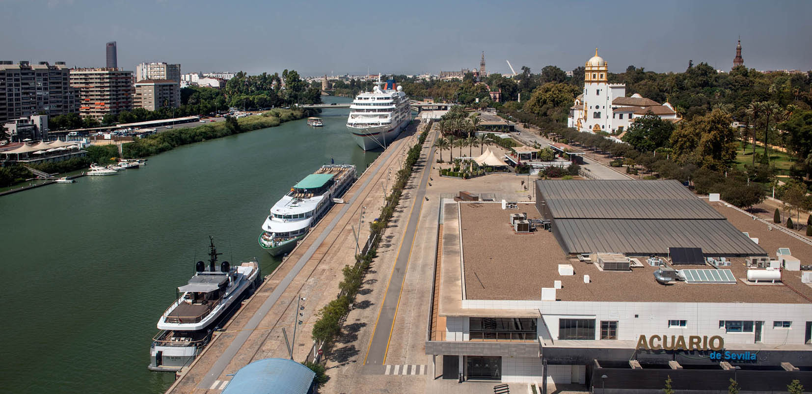 Muelle de las Delicias con crucero y barcos de pasaje turísticos.