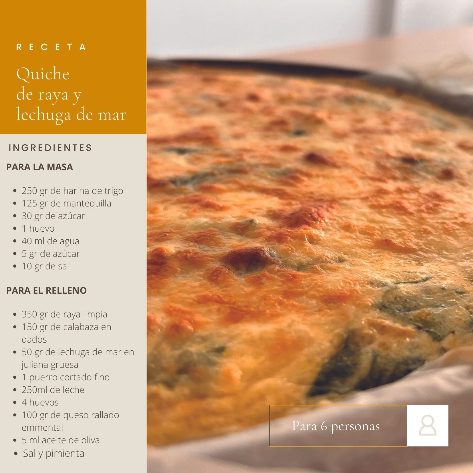 receta cocina a bordo número 639 quiche de raya y lechuga de mar