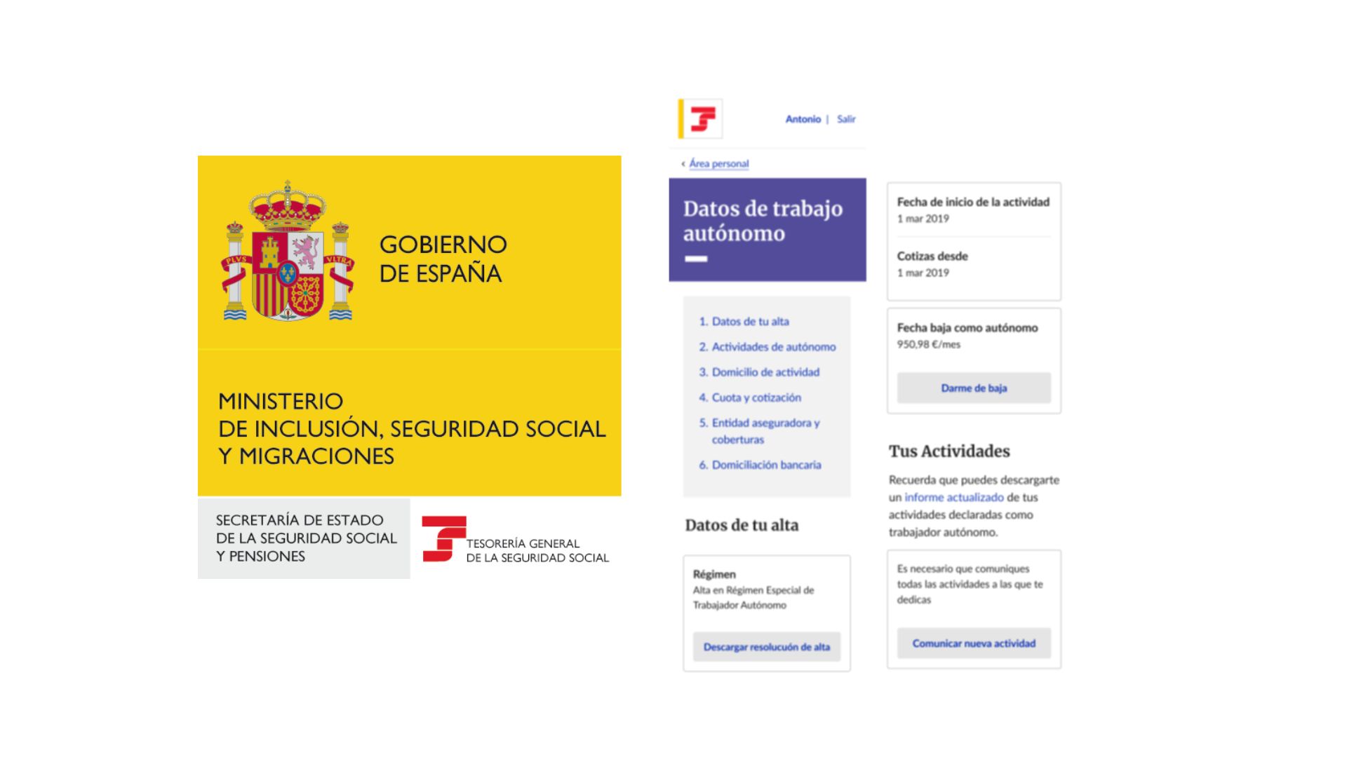 Logo de la TGSS con la fotografía del portal y el servicio