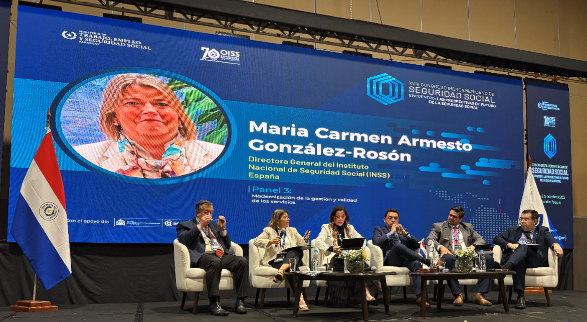 La directora general del Instituto Nacional de la Seguridad Social (INSS), Carmela Armesto, durante su intervención en el encuentro 